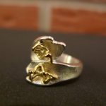 Zwillingsring Silber+Gold