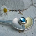 ARS Collier Silber+Gold Blautopas