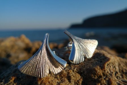 Ginkgo Ohrstecker Silber