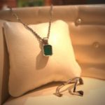 Anhänger mit Kette Weißgold - Smaragd