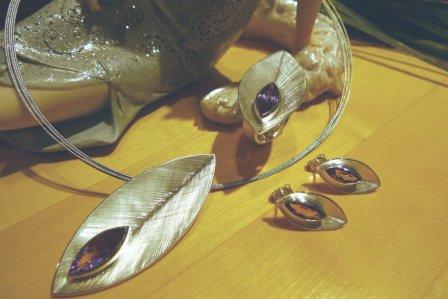 Bastian-Ring-Anhänger-Ohrstecker - Silber mit Amethyst