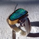Ring Silber u. Gold mit Boulderopal - Unikat